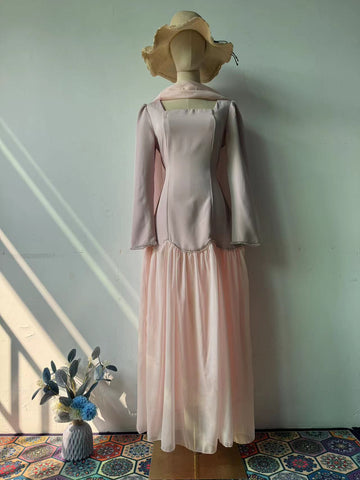 2025 New Hand-Drilled Weaving Woven Tape Design Long-Sleeved Lady Body Dress